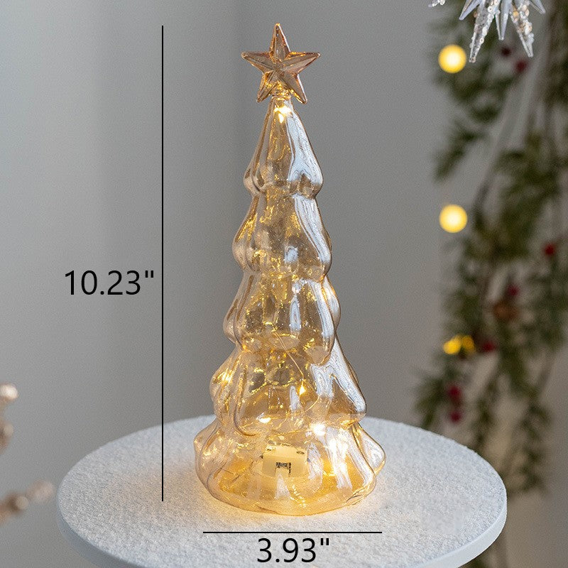 Bulk Light Up Glass Christmas Tree Tabletop Decorations Christmas Ornament Shopwindow Centerpiece Birthday Gifts Wholesale