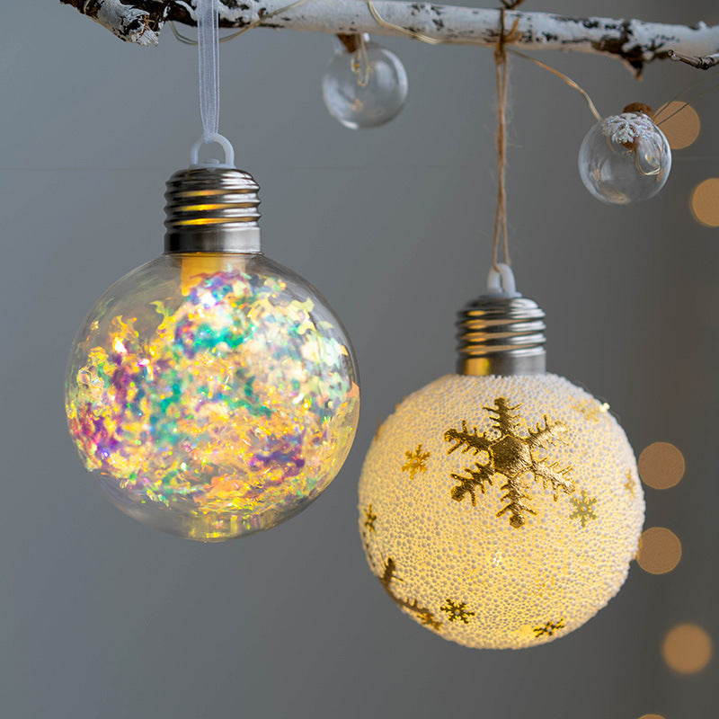 Bulk Light Up Snowflake Elf LED Bulb Christmas Ball Ornaments Xmas Tree Hanging Balls Lights Wholesale