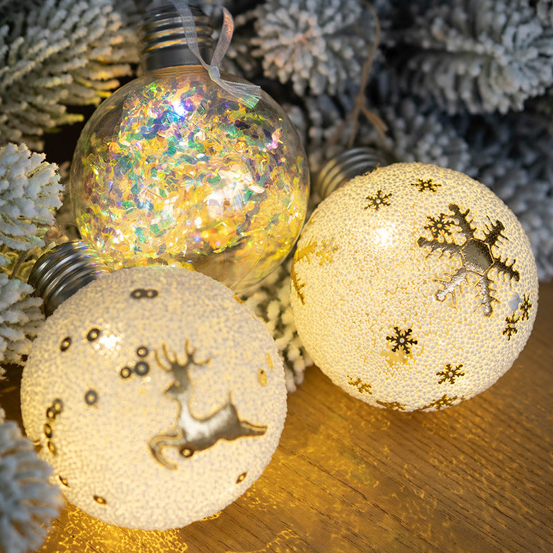 Bulk Light Up Snowflake Elf LED Bulb Christmas Ball Ornaments Xmas Tree Hanging Balls Lights Wholesale