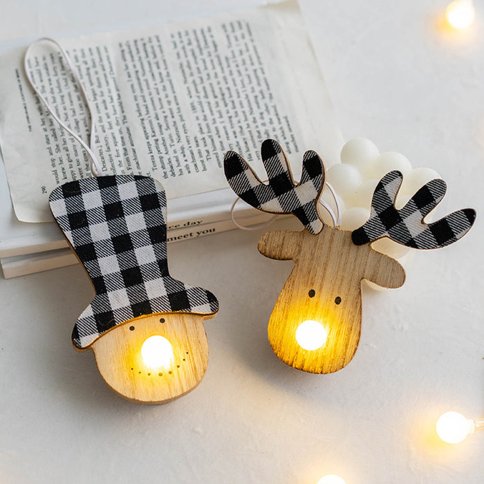 Bulk Light Up Snowman Elk Pendant LED Christmas Tree Hanging Ornament New Year Party Decor Wholesale