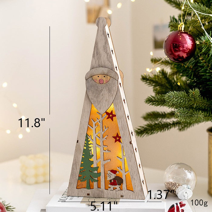 Bulk Light Up Wooden Christmas Tree Pendants with Light Hanging Ornaments Christmas Decor Wholesale