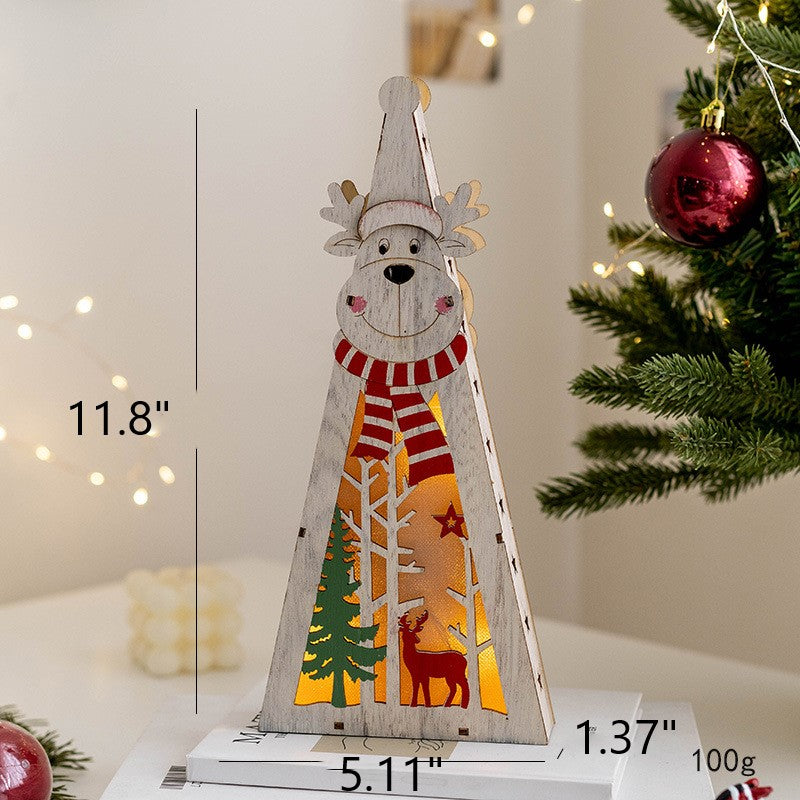 Bulk Light Up Wooden Christmas Tree Pendants with Light Hanging Ornaments Christmas Decor Wholesale