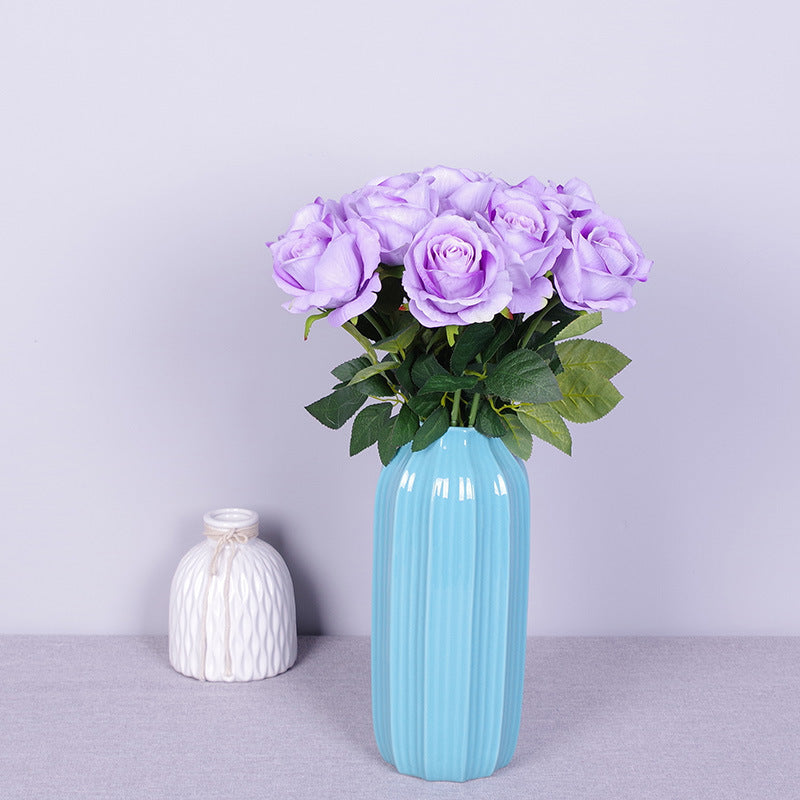 Lot de 10 bouquets de roses artificielles en flanelle bionique, liquidation en vrac, pour arrangement, fête de mariage, décoration de la maison, vente en gros 