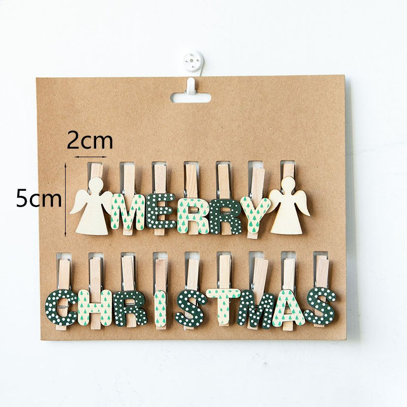 Bulk Merry Christmas Mini Wooden Clip Photo Display Clip Christmas Tree Clothespins Xmas Ornament Wholesale