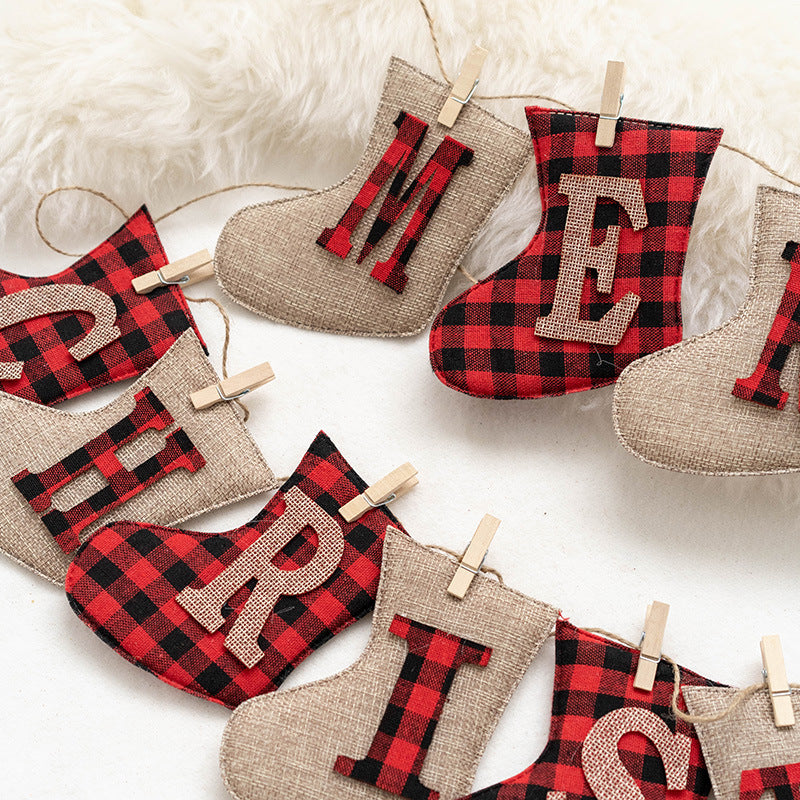 Guirlande de bannières en feutre de laine Joyeux Noël en vrac Ornements suspendus pour mur de cheminée en gros