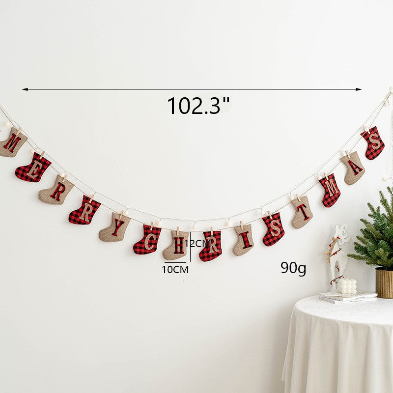 Guirlande de bannières en feutre de laine Joyeux Noël en vrac Ornements suspendus pour mur de cheminée en gros