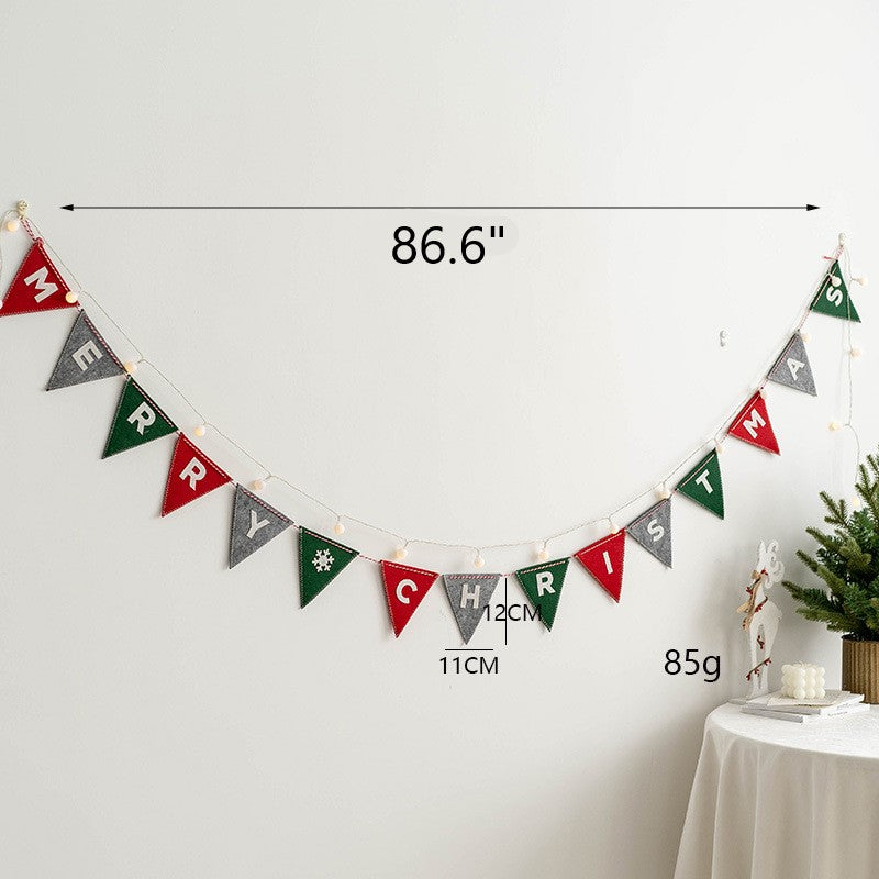 Guirlande de bannières en feutre de laine Joyeux Noël en vrac Ornements suspendus pour mur de cheminée en gros
