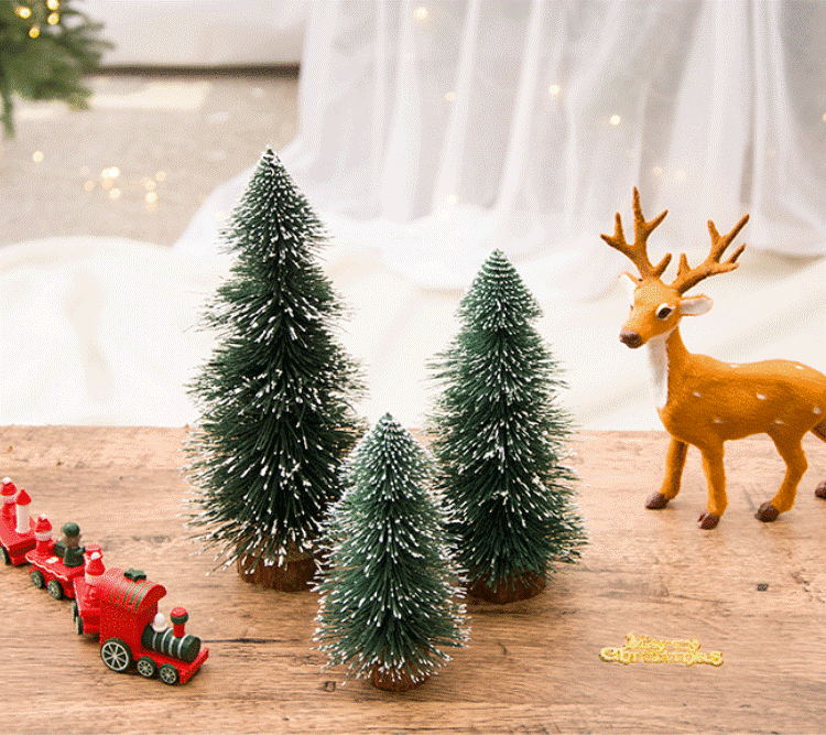 Bulk Mini Christmas Tree Desktop Pine Tree with Wooden Base Tabletop Christmas Decorations Wholesale