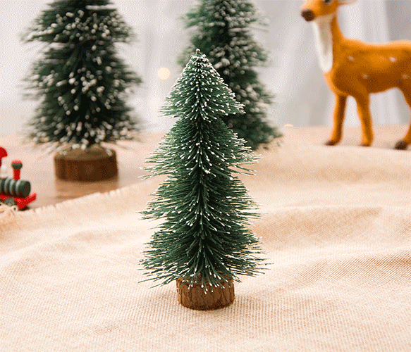 Mini sapin de Noël en vrac, sapin de bureau avec base en bois, décorations de Noël de table en gros 