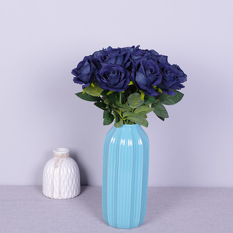 Lot de 10 bouquets de roses artificielles en flanelle bionique, liquidation en vrac, pour arrangement, fête de mariage, décoration de la maison, vente en gros 