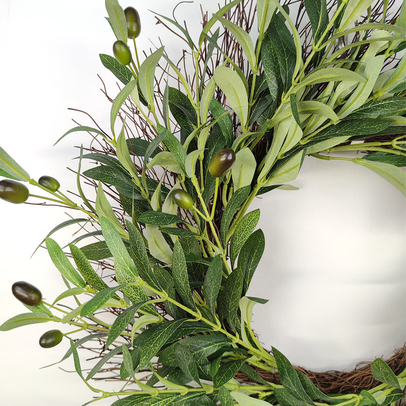 Bulk Olive Wreath with Lifelike Fruits Artificial Greenery Wreath Home Decor Wholesale
