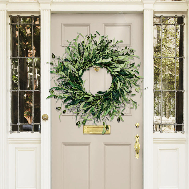 Bulk Olive Wreath with Lifelike Fruits Artificial Greenery Wreath Home Decor Wholesale