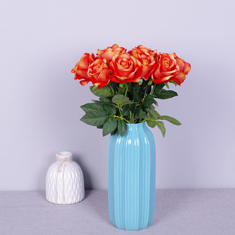 Lot de 10 bouquets de roses artificielles en flanelle bionique, liquidation en vrac, pour arrangement, fête de mariage, décoration de la maison, vente en gros 