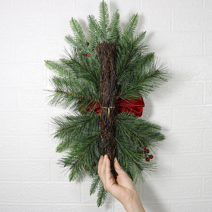 A granel preiluminado Artificial Navidad Swag decoración verde Navidad Swag invierno pino agujas decoración al por mayor 
