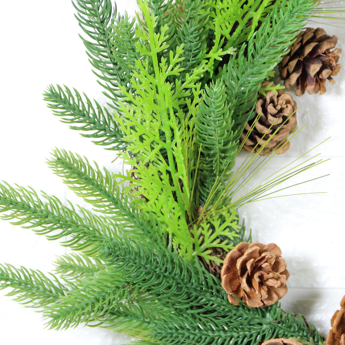 Bulk Pine Needle Pine Cones Christmas Wreaths Artificial Greenery Ornament for Front Door Wall Hanging Home Decoration Wholesale