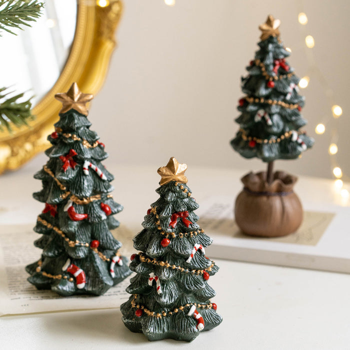 Bulk Resin Christmas Tree Figurines Mini Statue Tabletop Decoration Christmas Ornament Wholesale