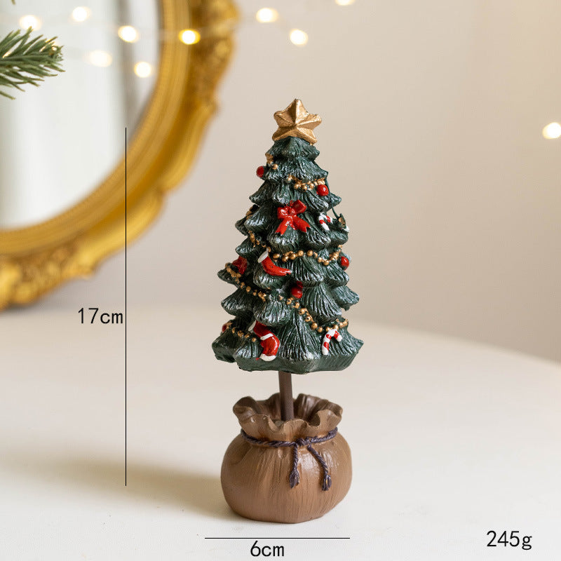 Bulk Resin Christmas Tree Figurines Mini Statue Tabletop Decoration Christmas Ornament Wholesale