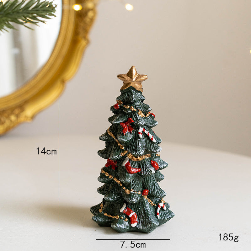 Bulk Resin Christmas Tree Figurines Mini Statue Tabletop Decoration Christmas Ornament Wholesale