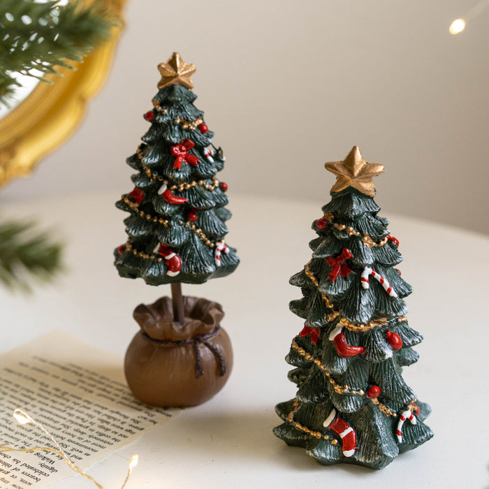 Bulk Resin Christmas Tree Figurines Mini Statue Tabletop Decoration Christmas Ornament Wholesale