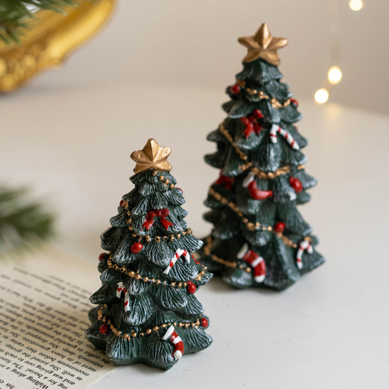 Bulk Resin Christmas Tree Figurines Mini Statue Tabletop Decoration Christmas Ornament Wholesale