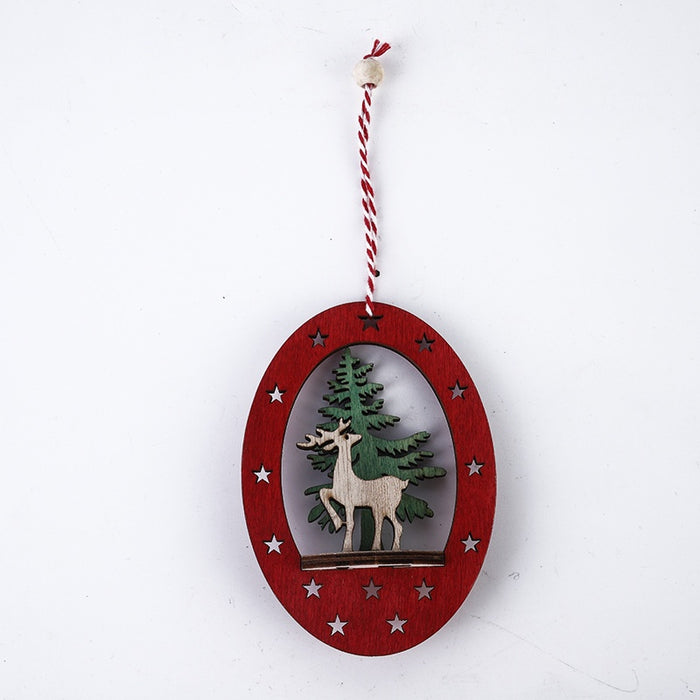 Bulk Round Pendants Ornaments Hollow Elk Xmas Tree with Rope Hanging Supplies for Xmas Party Decor Wholesale