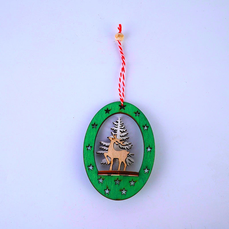 Bulk Round Pendants Ornaments Hollow Elk Xmas Tree with Rope Hanging Supplies for Xmas Party Decor Wholesale