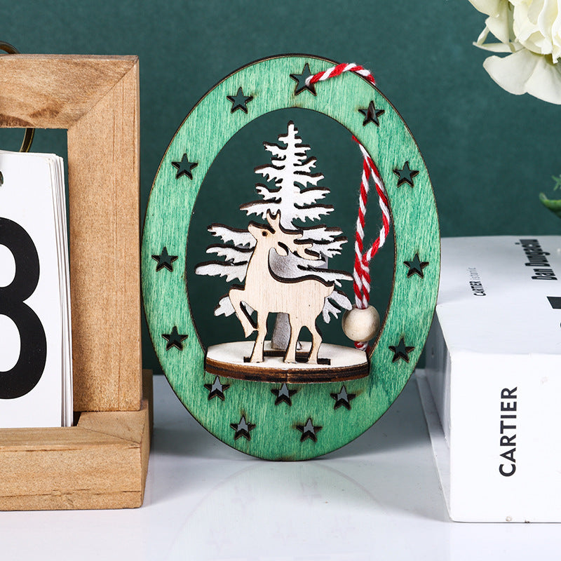 Bulk Round Pendants Ornaments Hollow Elk Xmas Tree with Rope Hanging Supplies for Xmas Party Decor Wholesale