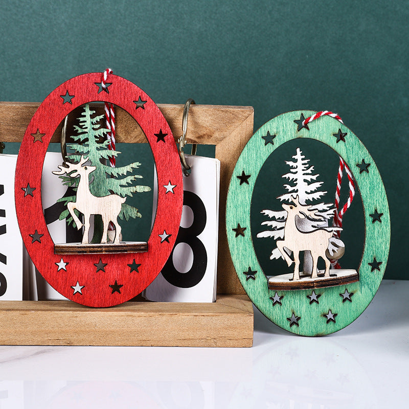 Bulk Round Pendants Ornaments Hollow Elk Xmas Tree with Rope Hanging Supplies for Xmas Party Decor Wholesale