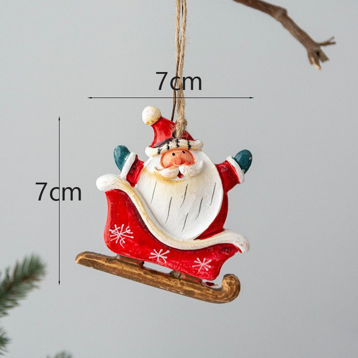 Bulk Santa Claus Sleigh Pendant Christmas Tree Hanging Ornament New Year Party Decor Wholesale