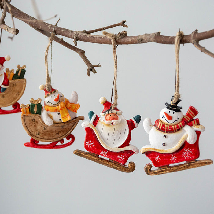 Bulk Santa Claus Sleigh Pendant Christmas Tree Hanging Ornament New Year Party Decor Wholesale