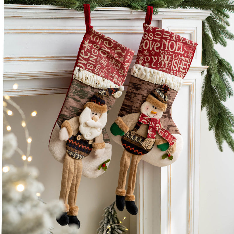 Bulk Santa Claus Snowman Elk Christmas Stockings Hanging Ornament Gift Bags for Family Xmas Tree Party Supplies Wholesale