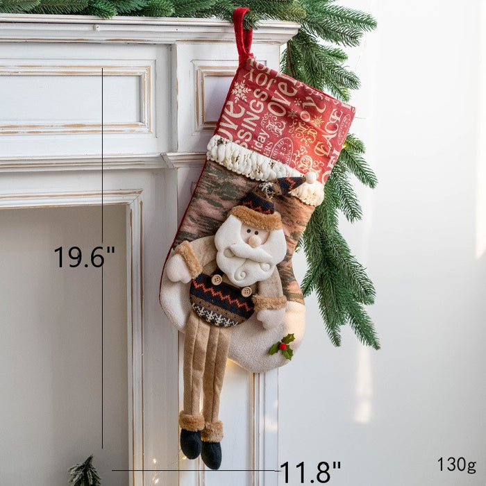 Bulk Santa Claus Snowman Elk Christmas Stockings Hanging Ornament Gift Bags for Family Xmas Tree Party Supplies Wholesale