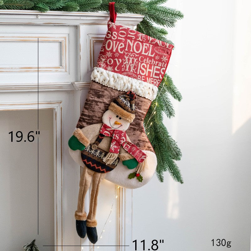 Bulk Santa Claus Snowman Elk Christmas Stockings Hanging Ornament Gift Bags for Family Xmas Tree Party Supplies Wholesale