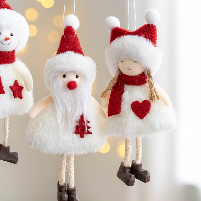 Bulk Santa Claus Snowman Elk Plush Pendant Christmas Tree Hanging Ornament New Year Party Decor Wholesale
