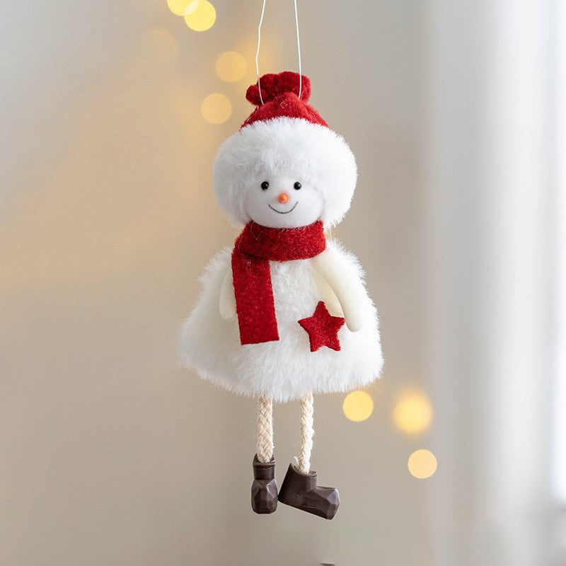 Pendentif en peluche Père Noël, bonhomme de neige, élan, ornement à suspendre pour arbre de Noël, décoration de fête du Nouvel An, vente en gros