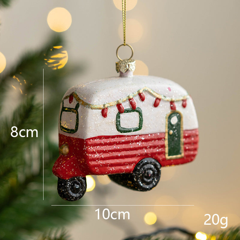 Bulk Sparkly Hanging Ornament with String Car House Crutch Christmas Tree Decorations New Year Party Supplies Wholesale