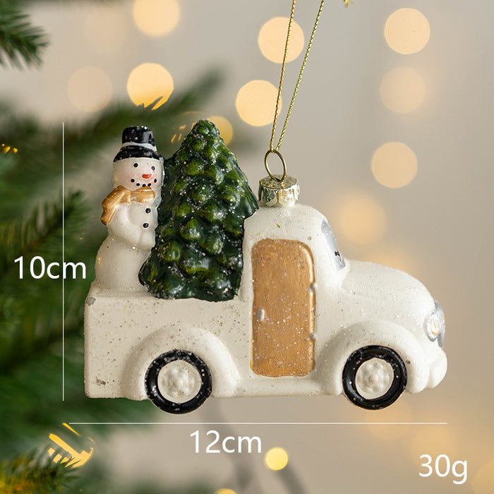 Bulk Sparkly Hanging Ornament with String Car House Crutch Christmas Tree Decorations New Year Party Supplies Wholesale