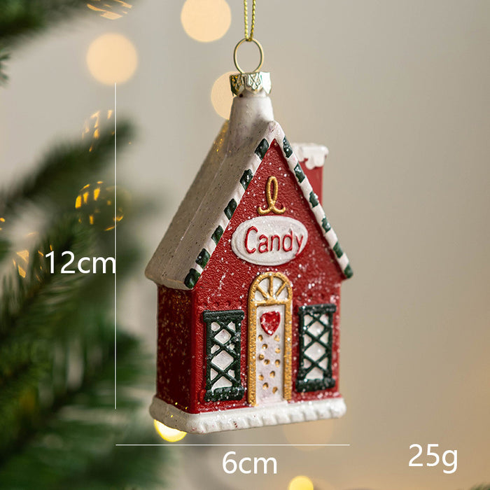 Bulk Sparkly Hanging Ornament with String Car House Crutch Christmas Tree Decorations New Year Party Supplies Wholesale