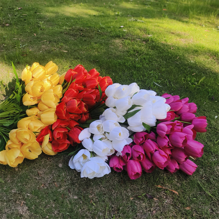 Bulk 8Pcs Large 17" Tulips Bush Shrub Flowers for Outdoors UV Resistant Artificial Plants Wholesale