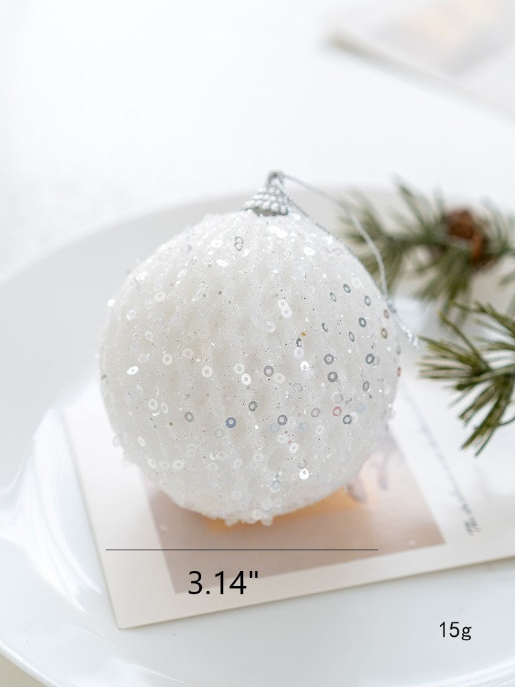 Boules de Noël à paillettes blanches en vrac Décorations de Noël à suspendre en gros