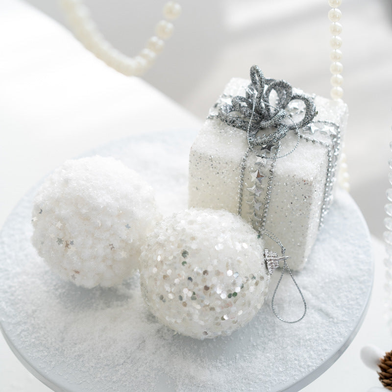 Boules de Noël à paillettes blanches en vrac Décorations de Noël à suspendre en gros
