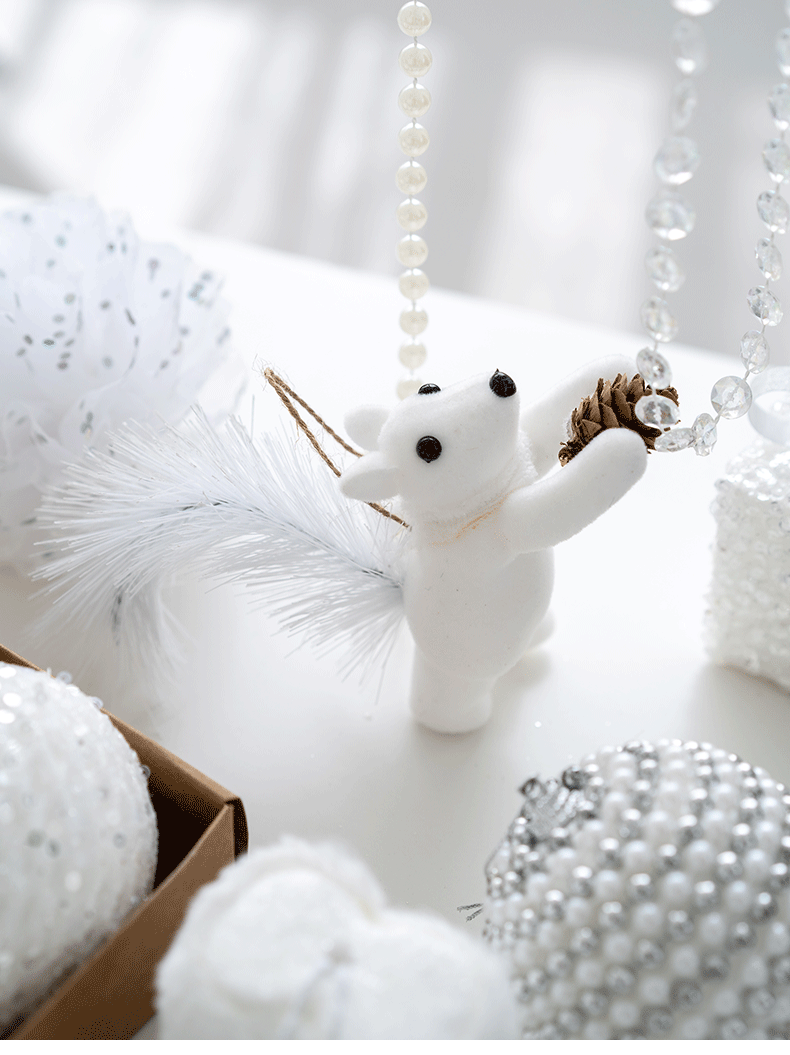 Boules de Noël à paillettes blanches en vrac Décorations de Noël à suspendre en gros