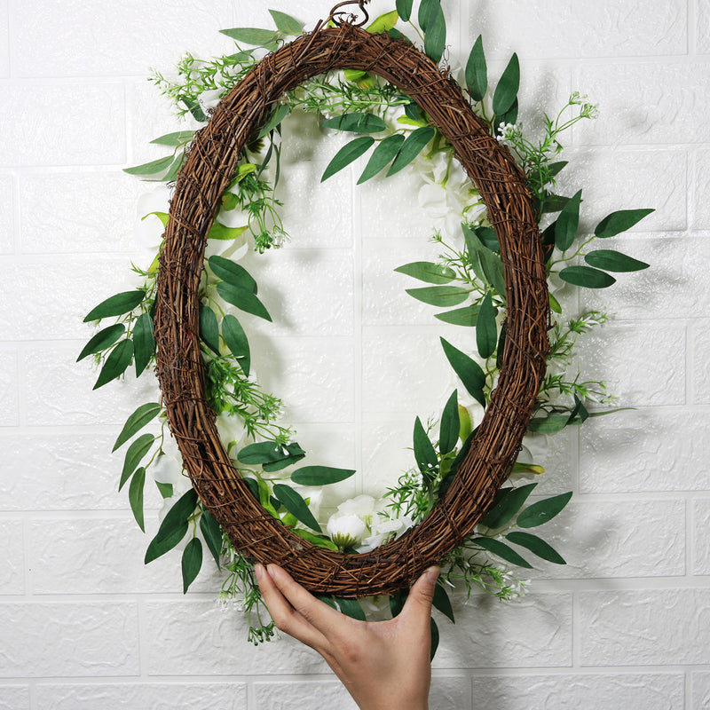 Bulk White Rose Wreaths Artificial Silk Flower Oval Wreaths Ornament for Front Door Wall Hanging Home Decoration Wholesale