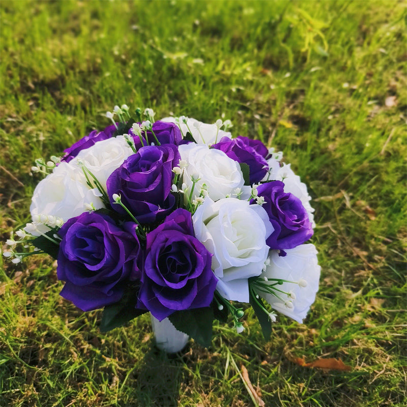 Bulk Exclusive 22 Colors Cemetery Flowers Roses Bush Bouquets in Vase Artificial Flowers for Graves and Memorials Arrangements Wholesale
