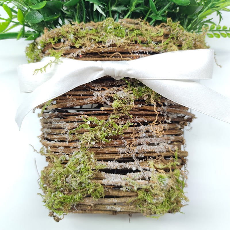 Panier de suspension de porte en fleurs sauvages en vrac, couronne de fleurs artificielles, panier de plantes pour porte d'entrée, porche, décoration murale de ferme, vente en gros