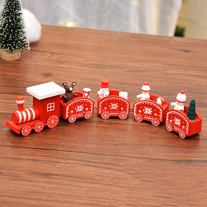 Bulk Wooden Christmas Train Ornaments Mini Train Desktop Decor for Christmas Party Decorations Wholesale