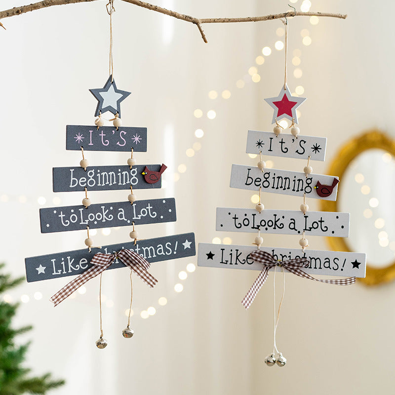 Bulk Wooden Pendant Wall Hanging Ornament Christmas Tree New Year Party Decorations Wholesale