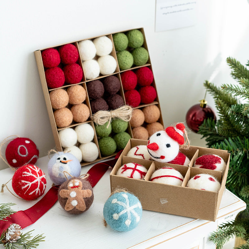 Bulk Snowman Wool Felt Ball Pom Poms Hanging Ornaments for Christmas Tree Holiday Decor Wholesale