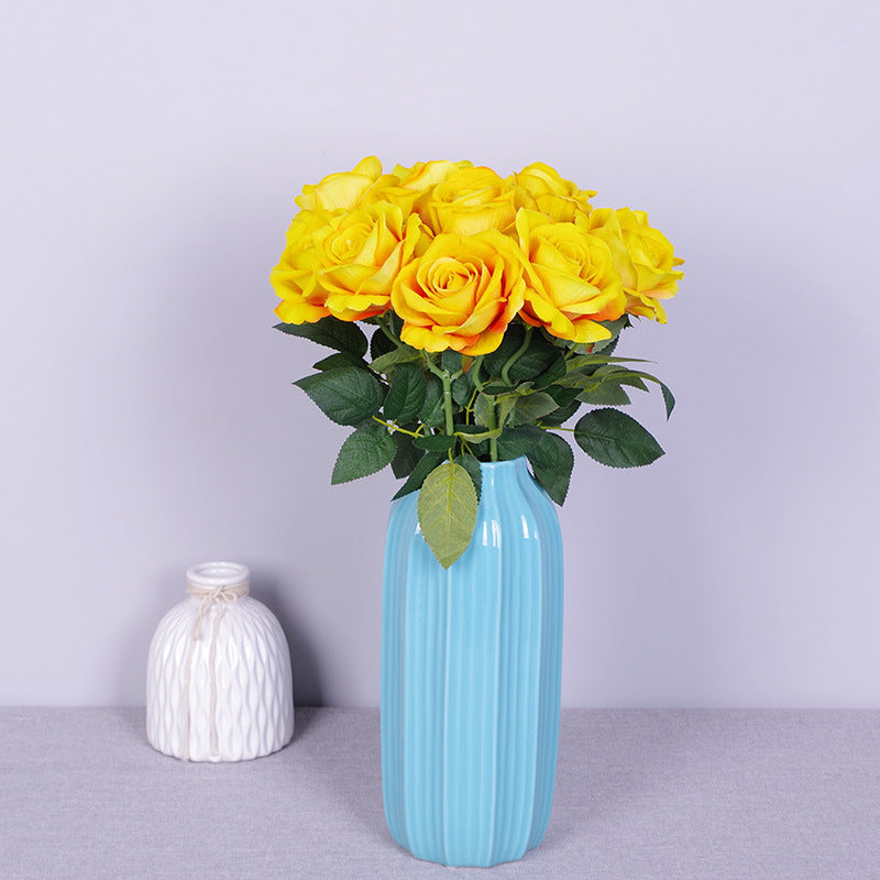 Lot de 10 bouquets de roses artificielles en flanelle bionique, liquidation en vrac, pour arrangement, fête de mariage, décoration de la maison, vente en gros 