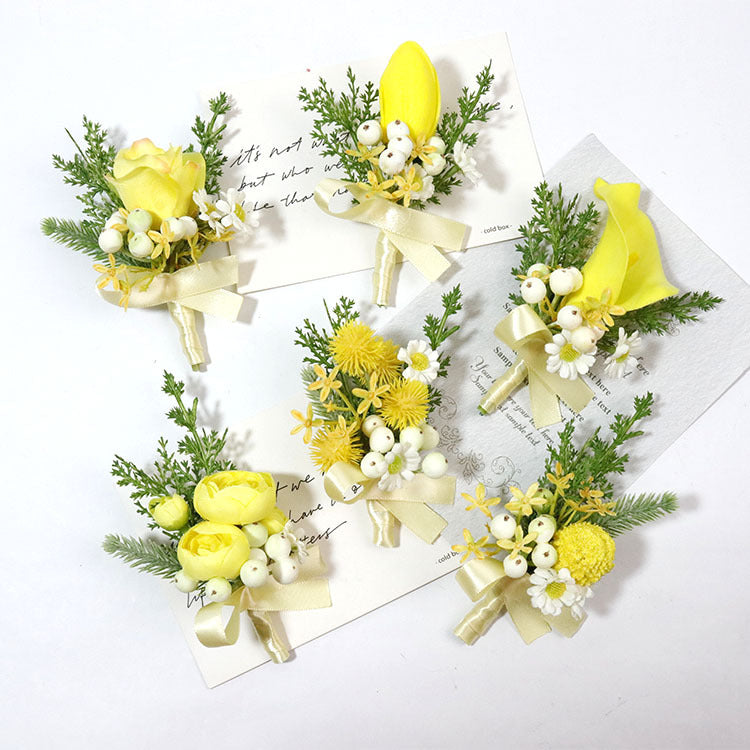Bulk Yellow Corsage and Boutonniere Rustic Vintage Weddings Proms Wholesale